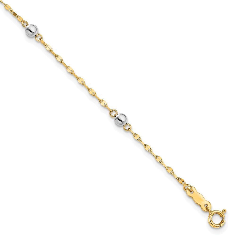 Kazi Luxury 14K Two Tone Polished Bead Bracelet